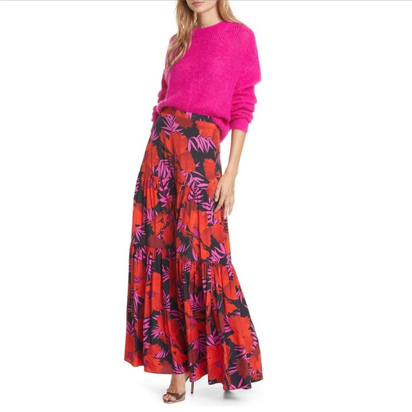 Veronica Beard Red Poppy Floral Serence Maxi Skirt Sz 4 - Picture 1 of 15